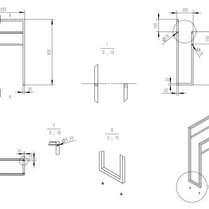 Wiesbaden Liber vrijstaand handdoekrek 55 x 80 cm mat zwart - technische tekening | Schwertz & Co