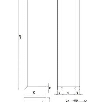 Wiesbaden Loft handdoekrek 50 cm geborsteld messing - technische tekening | Schwertz & Co