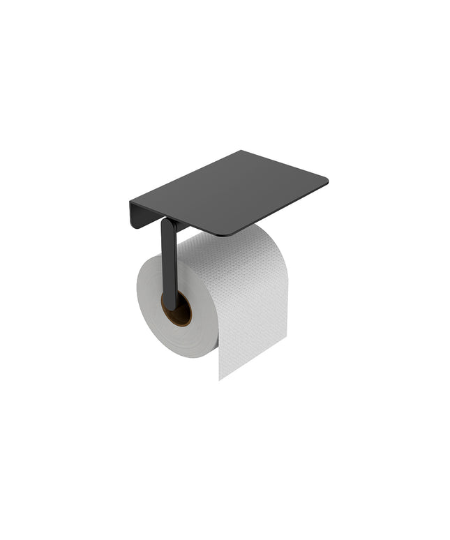 Wiesbaden Alonzo toiletrolhouder met planchet mat zwart - detailfoto | Schwertz & Co