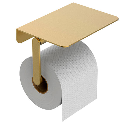 Wiesbaden Alonzo toiletrolhouder met planchet geborsteld messing - detailfoto | Schwertz & Co