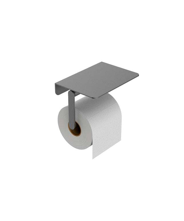 Wiesbaden Alonzo toiletrolhouder met planchet gunmetal - detailfoto | Schwertz & Co