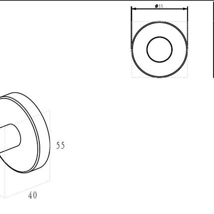 Wiesbaden Alonzo handdoekhaak groot gunmetal - technische tekening | Schwertz & Co