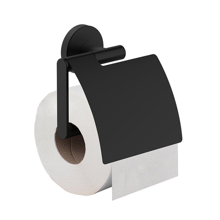 Wiesbaden Alonzo toiletrolhouder met klep mat zwart - detailfoto | Schwertz & Co