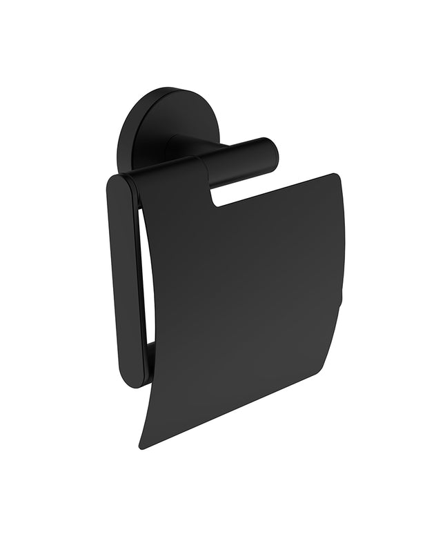 Wiesbaden Alonzo porte-rouleau papier WC avec volet noir mat | Schwertz & Co