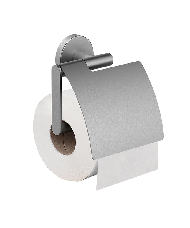 Wiesbaden Alonzo porte-rouleau papier WC avec volet inox brossé - photo détail | Schwertz & Co