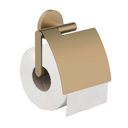 Wiesbaden Alonzo toiletrolhouder met klep geborsteld messing - detailfoto | Schwertz & Co