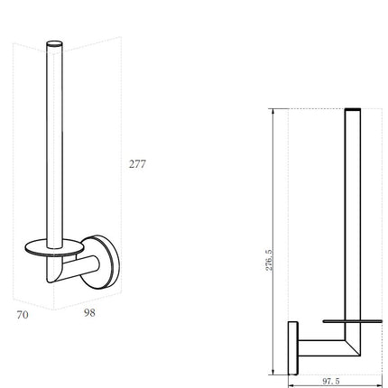 Wiesbaden Alonzo reserverolhouder RVS geborsteld - technische tekening | Schwertz & Co