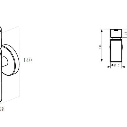 Wiesbaden Alonzo zeepdispenser chroom - technische tekening | Schwertz & Co