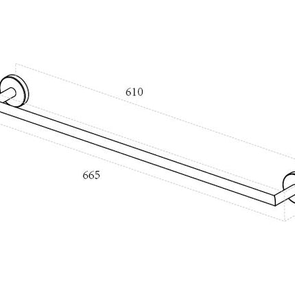 Wiesbaden Alonzo handdoekrek 66 cm mat zwart - technische tekening | Schwertz & Co