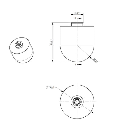 Wiesbaden Alonzo losse borstelkop toiletborstel zwart - technische tekening | Schwertz & Co