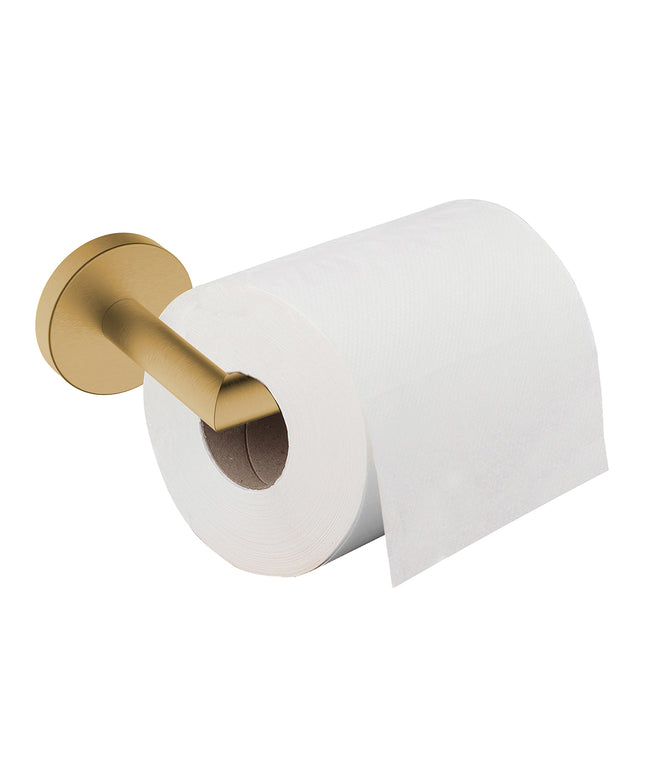 Wiesbaden Alonzo toiletrolhouder vaste arm geborsteld messing - detailfoto | Schwertz & Co
