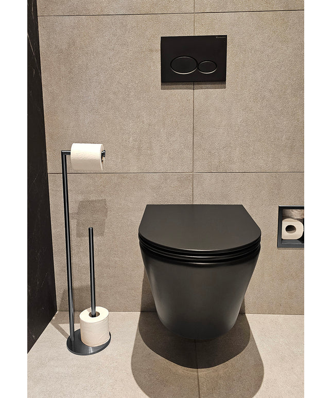 Wiesbaden Alonzo vrijstaande toiletrolhouder gunmetal - detailfoto | Schwertz & Co