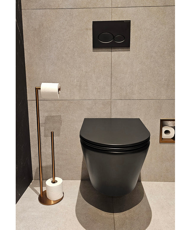 Wiesbaden Alonzo vrijstaande toiletrolhouder geborsteld brons koper - detailfoto | Schwertz & Co