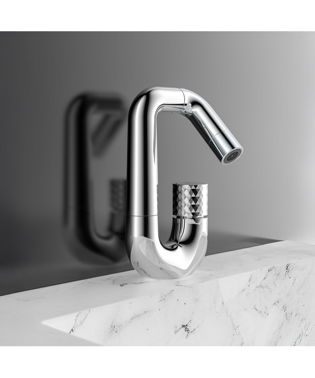 ALONI Flow wastafelkraan – drukknop – draaibare uitloop – chroom