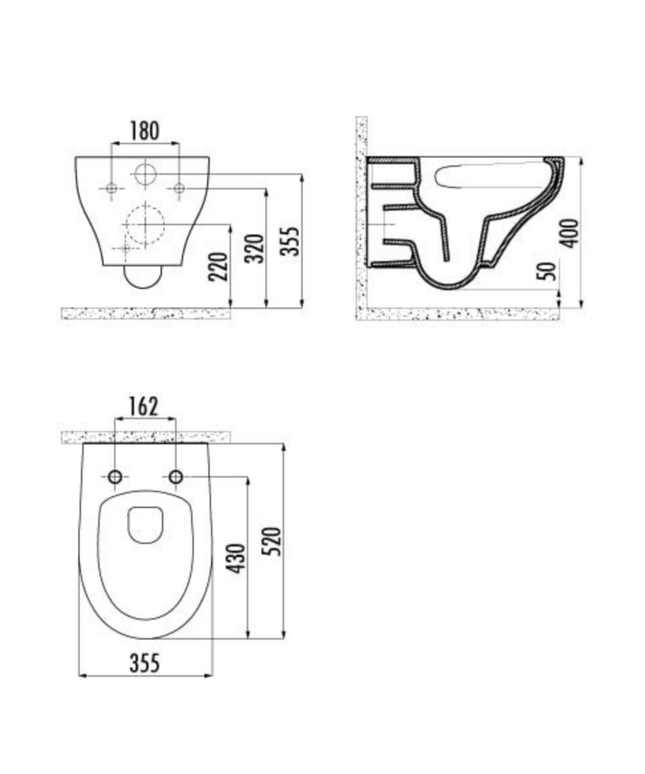 Creavit Ness hangtoilet / ophang WC – tornado flush – randloos – glanzend wit