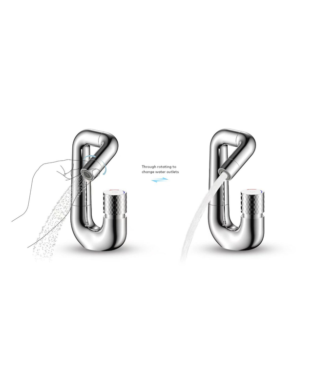 ALONI Flow wastafelkraan – drukknop – draaibare uitloop – chroom