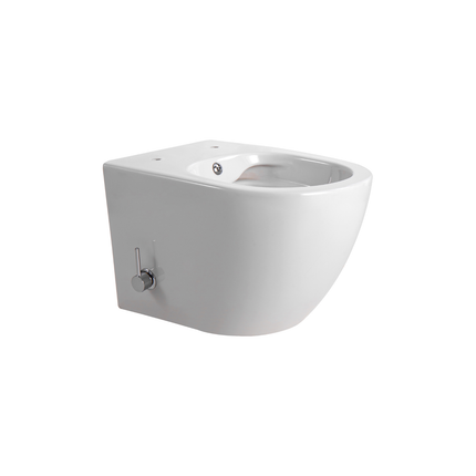 Creavit Darlo hangtoilet / ophang WC met bidet – randloos – koud & warm water – compact 49 cm – glanzend wit