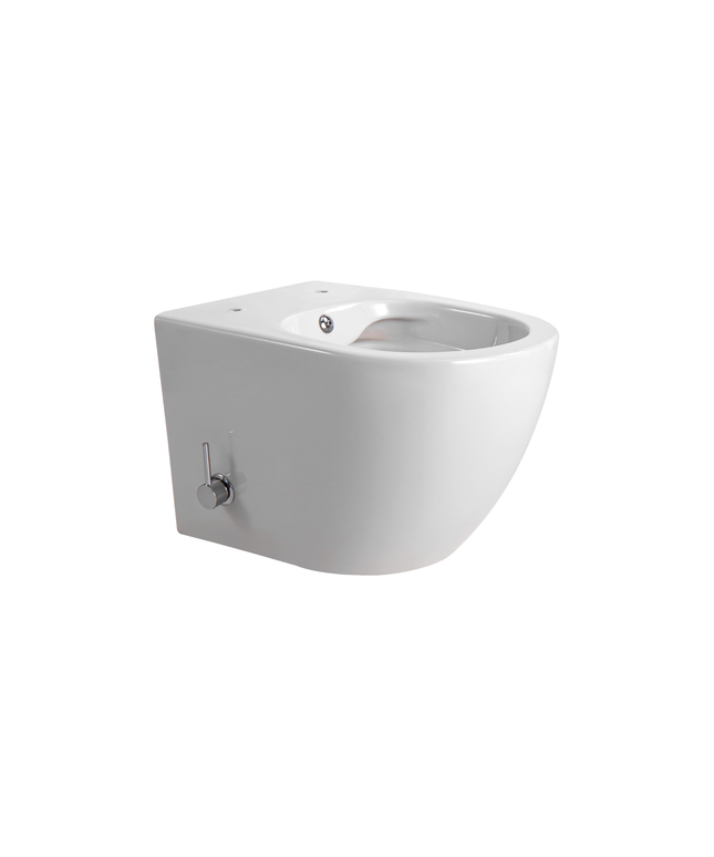 Creavit Darlo hangtoilet / ophang WC met bidet – randloos – koud water – compact 49 cm – glanzend wit