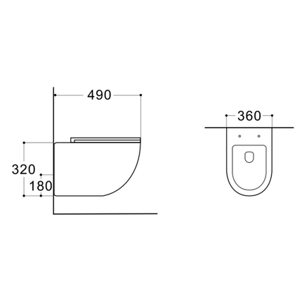 Creavit Darlo hangtoilet / ophang WC met bidet – randloos – koud & warm water – compact 49 cm – glanzend wit
