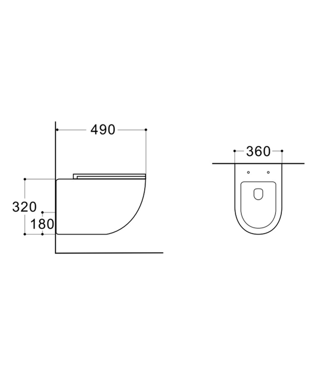 Creavit Darlo hangtoilet / ophang WC met bidet – randloos – koud water – compact 49 cm – glanzend wit