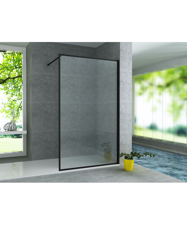 ALONI inloopdouchewand met mat zwart profiel – 80x200 cm – 8 mm veiligheidsglas