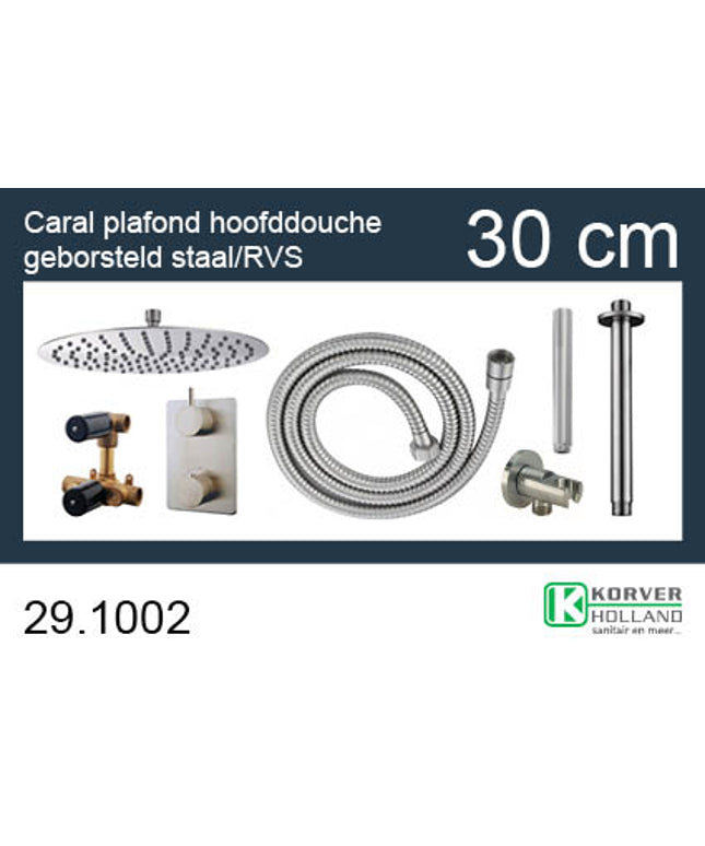 Wiesbaden One-Pack inbouwthermostaatset rond 203 geborsteld staal | Schwertz & Co