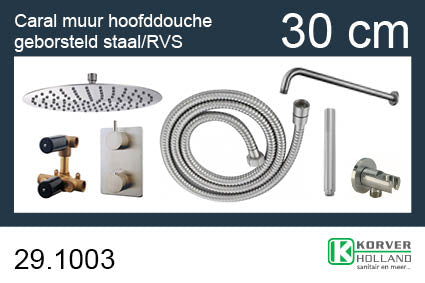 Wiesbaden One-Pack inbouwthermostaatset rond 204 geborsteld staal | Schwertz & Co