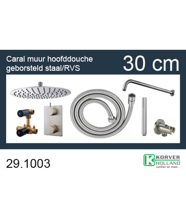 Wiesbaden One-Pack inbouwthermostaatset rond 204 geborsteld staal | Schwertz & Co