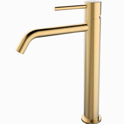 Wiesbaden Style XL wastafelkraan hoog geborsteld messing | Schwertz & Co