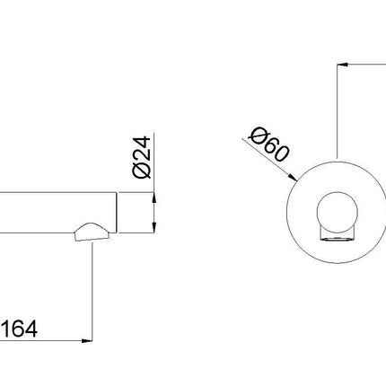 Wiesbaden Style inbouw wastafelkraan geborsteld messing - technische tekening | Schwertz & Co