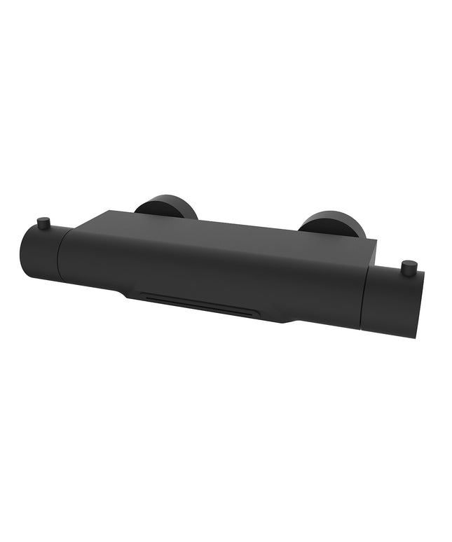 Wiesbaden Style thermostatische badmengkraan waterval mat zwart | Schwertz & Co