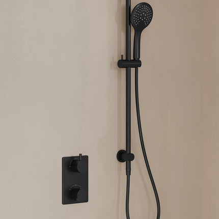 Wiesbaden Caral inbouwthermostaat beam hoofddouche 3 standen handdouche mat zwart - afbeelding 2 | Schwertz & Co