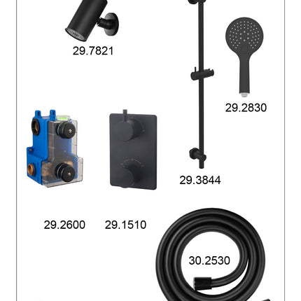 Wiesbaden Caral inbouwthermostaat beam hoofddouche 3 standen handdouche mat zwart - afbeelding 3 | Schwertz & Co