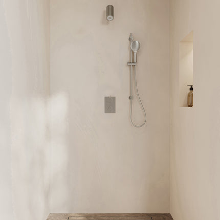 Wiesbaden Caral inbouwthermostaat beam hoofddouche 3 standen handdouche geborsteld staal | Schwertz & Co