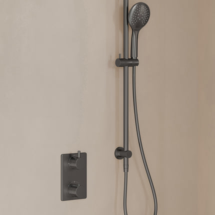Wiesbaden Caral inbouwthermostaat beam hoofddouche 3 standen handdouche gunmetal - afbeelding 2 | Schwertz & Co