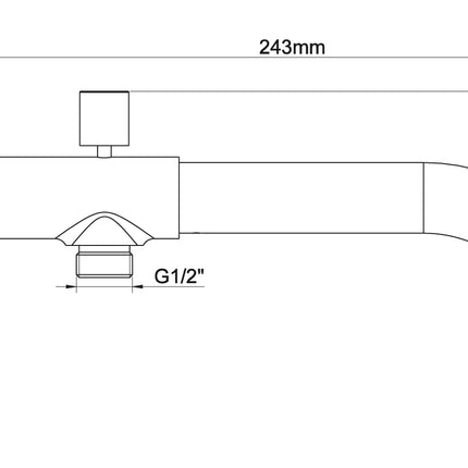 Xellanz Caral inbouw baduitloop mat zwart - technische tekening | Schwertz & Co