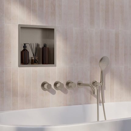 Wiesbaden Caral inbouw badthermostaat 2 stopkranen uitloop 20 cm 3 standen handdouche geborsteld staal | Schwertz & Co