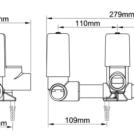 Wiesbaden Caral inbouwdeel inbouwthermostaat 3-weg - technische tekening | Schwertz & Co