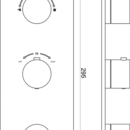 Wiesbaden Caral afbouwdeel inbouwthermostaat 3-weg geborsteld staal - technische tekening | Schwertz & Co