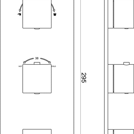 Xellanz Rombo afbouwdeel inbouwthermostaat 3-weg geborsteld staal PVD - technische tekening | Schwertz & Co