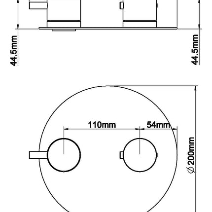 Wiesbaden Caral afbouwdeel rond inbouwthermostaat 2 weg geborsteld staal - technische tekening | Schwertz & Co