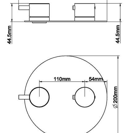 Wiesbaden Caral afbouwdeel rond 2-weg geborsteld brons koper - technische tekening | Schwertz & Co