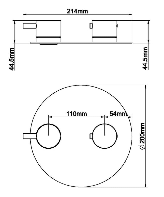 Wiesbaden Caral afbouwdeel rond 2-weg geborsteld brons koper - technische tekening | Schwertz & Co