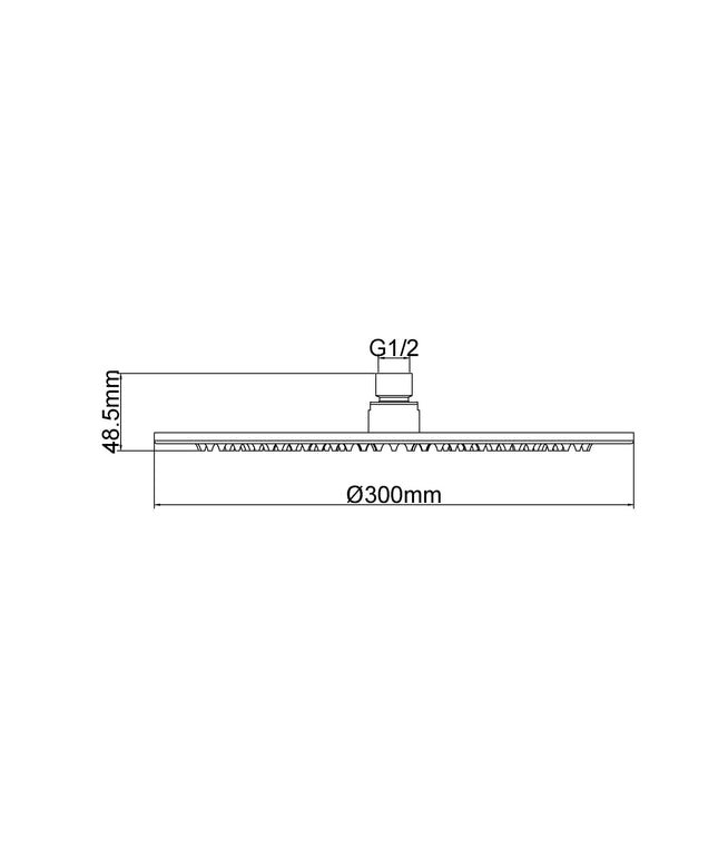 Wiesbaden UniMatch hoofddouche rond 30 x 0,8 cm geborsteld brons koper - technische tekening | Schwertz & Co