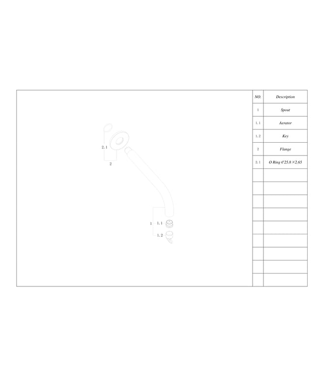 Wiesbaden Caral baduitloop rond 25 cm mat zwart - technische tekening met maatvoering | Schwertz & Co