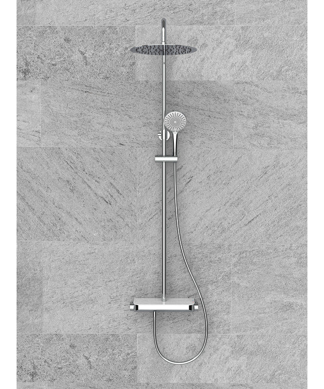 Wiesbaden Tondell regendoucheset met planchet chroom - detailfoto | Schwertz & Co