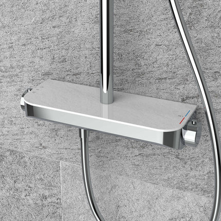 Wiesbaden Tondell regendoucheset met planchet chroom - detailfoto handdouche | Schwertz & Co