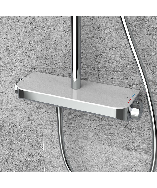 Wiesbaden Tondell regendoucheset met planchet chroom - detailfoto handdouche | Schwertz & Co