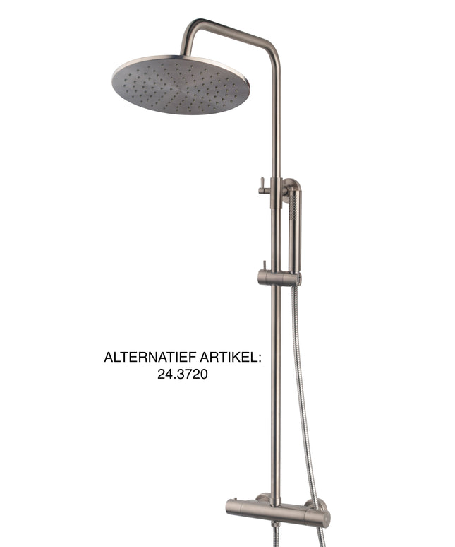 Wiesbaden Caral regendoucheset opbouw geborsteld staal - detailfoto | Schwertz & Co