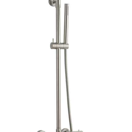 Wiesbaden Caral thermostatische regendoucheset opbouw geborsteld staal | Schwertz & Co